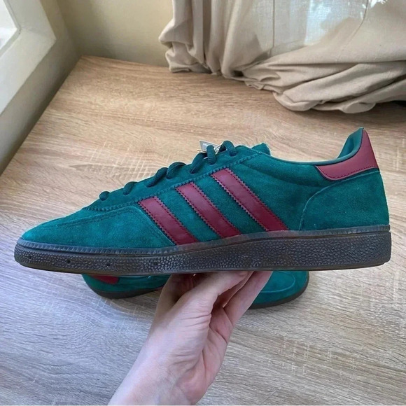 Adidas Handball Spezial Sneakers Green Suede Red Womens Size 10 - Picture 8 of 13